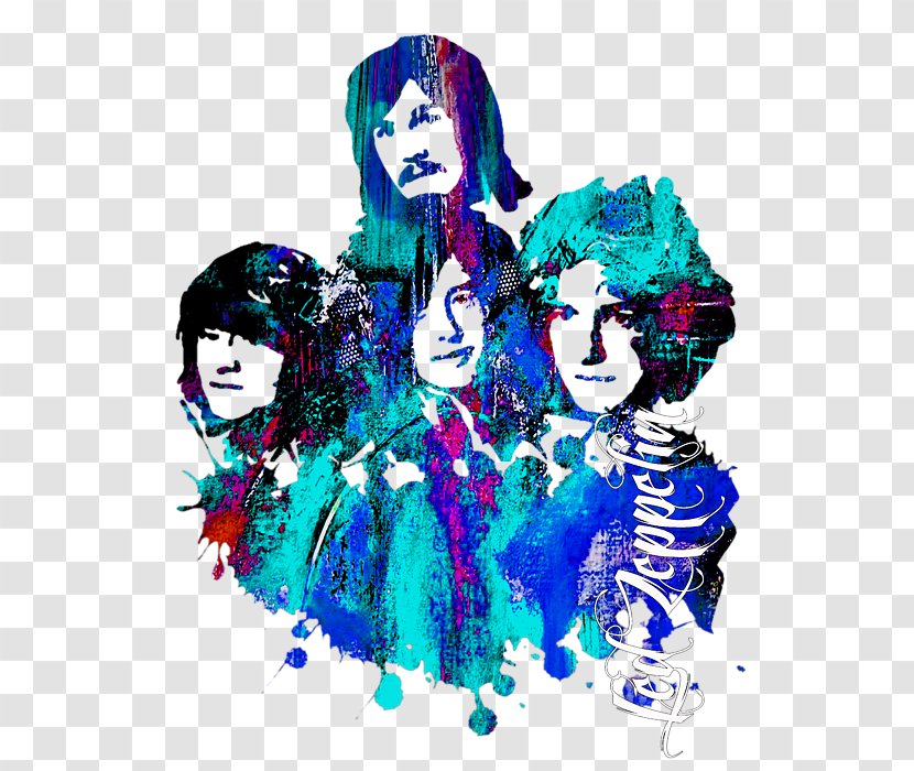 Graphic Design Fashion Illustration Poster - Turquoise - Led Zeppelin Transparent PNG