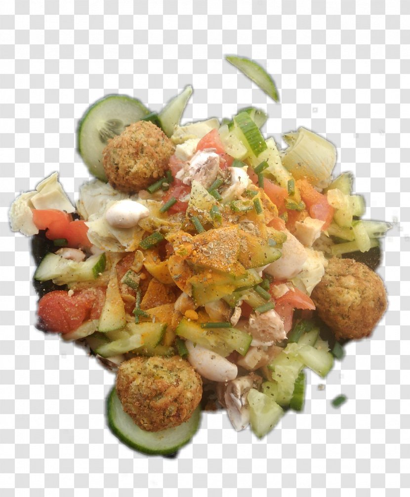 Panzanella Fattoush Caesar Salad Vegetarian Cuisine Mediterranean - Greens - Falafel Wrap Tzatziki Sauce Transparent PNG