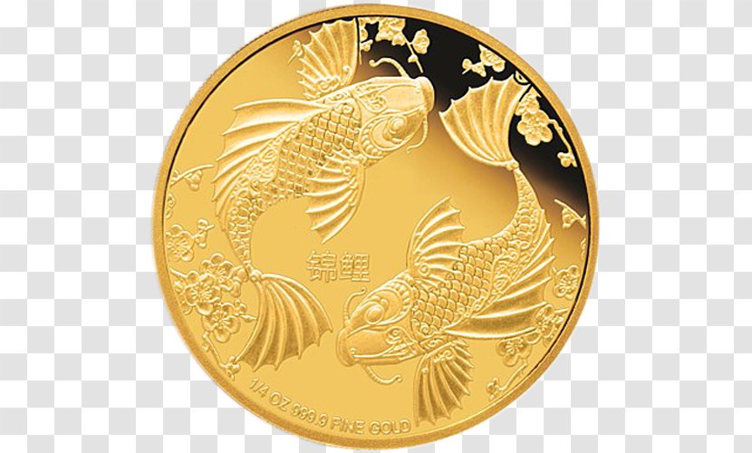 Vadodara Coin Gold Circle Fish - Metal Transparent PNG