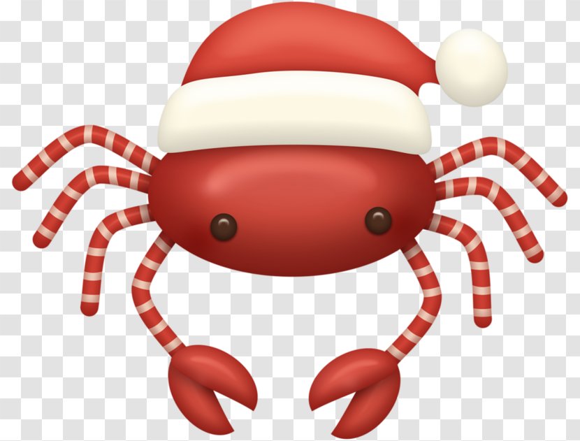 Santa Claus Crab Christmas Ornament Candy Cane Clip Art - Holiday Transparent PNG