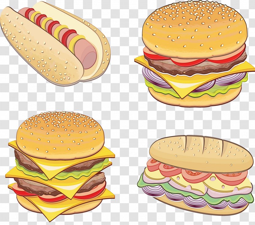 Junk Food Cartoon - Processed Cheese - Mcmuffin Baked Goods Transparent PNG