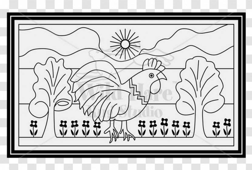 Punch Needle Rug Hooking Carpet Pattern - Line Art - Rooster Transparent PNG