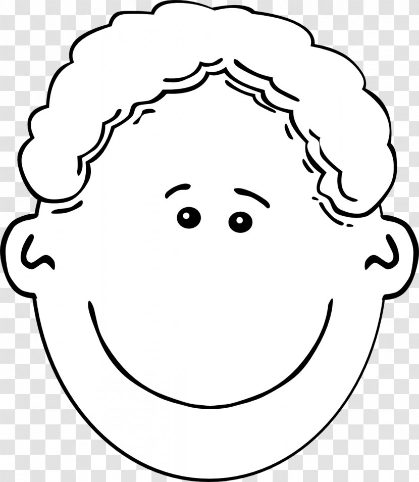 Smiley Black And White Face Clip Art - Watercolor - Cartoon Boy Transparent PNG