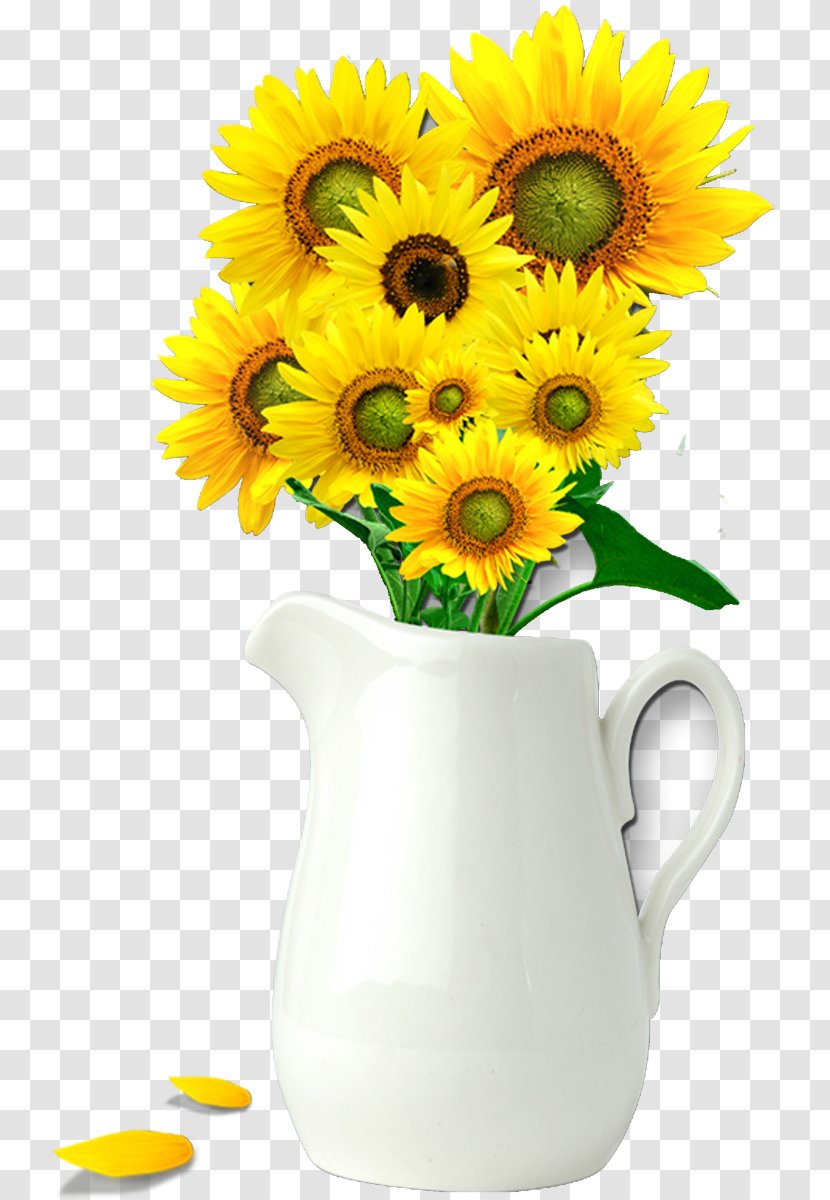 Watercolor Painting Standee Poster Clip Art - Sunflower Vase Transparent PNG