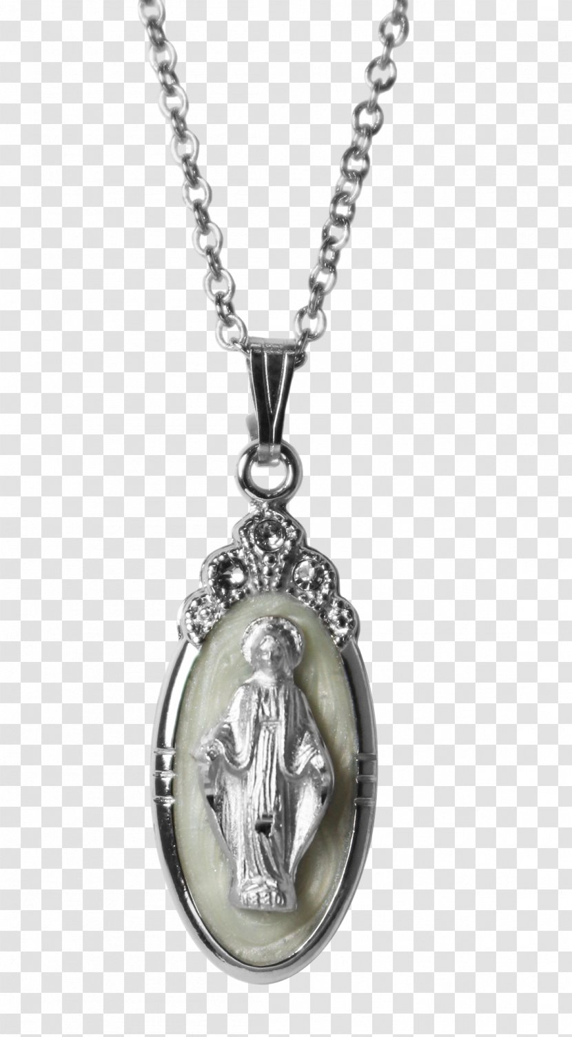 Locket Our Lady Of Guadalupe Silver Chapel The Miraculous Medal - Heart - Pearl Chain Transparent PNG