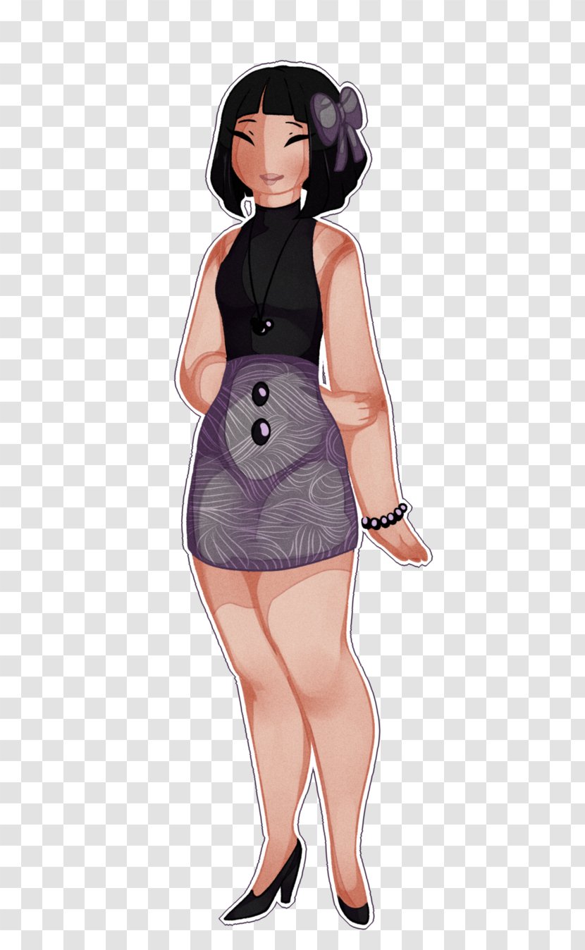 Black Hair Human Illustration Brown Cartoon - Flower - Habit Vs Clothing Transparent PNG