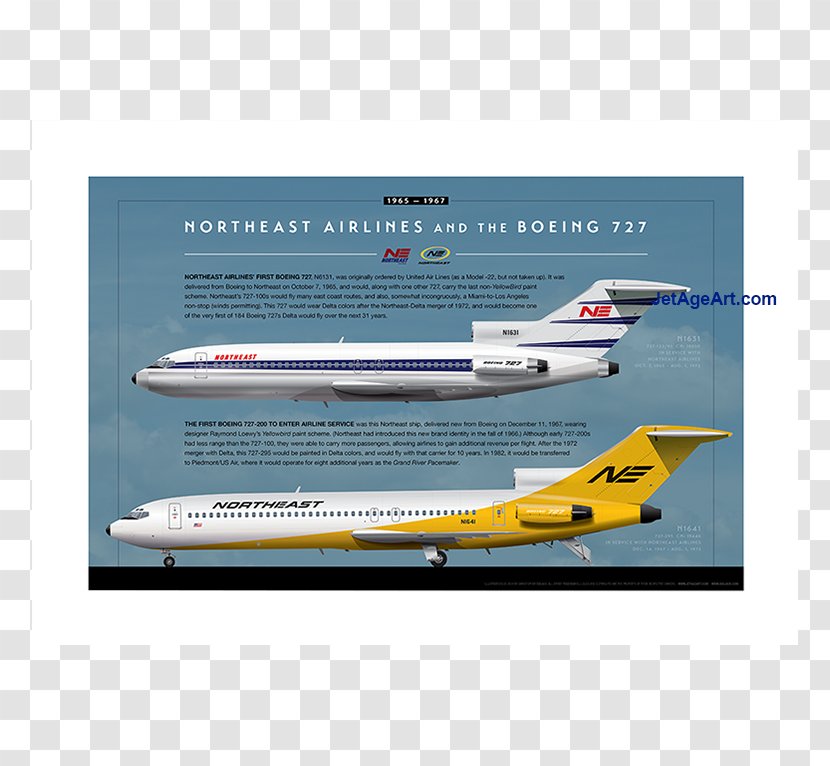 Boeing 727 Airline Wide-body Aircraft Airplane Livery - Jet Age Transparent PNG