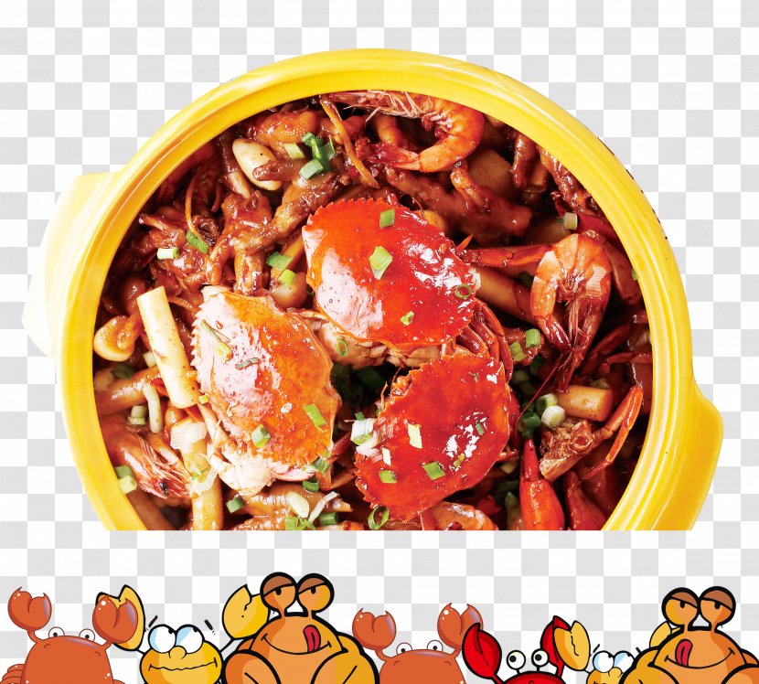Chilli Crab Trap Food - Hand-painted Cartoon Pot Transparent PNG