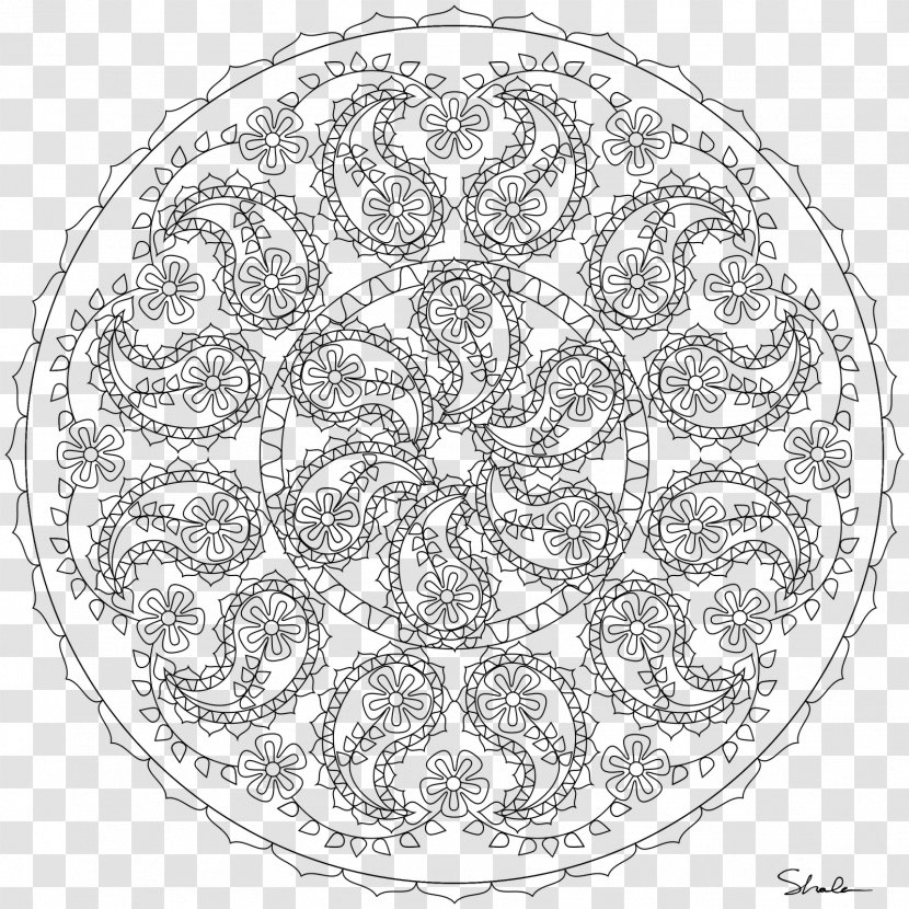 Coloring Book Mandala Paisley Child Adult - Black And White Transparent PNG