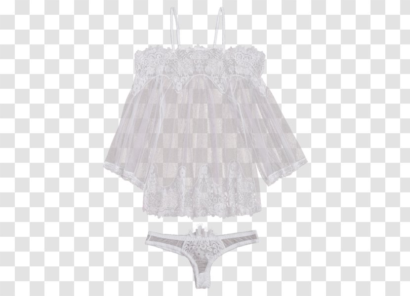 Ruffle Sleeve Blouse Shoulder Dress - Lace - Sleepwear Transparent PNG