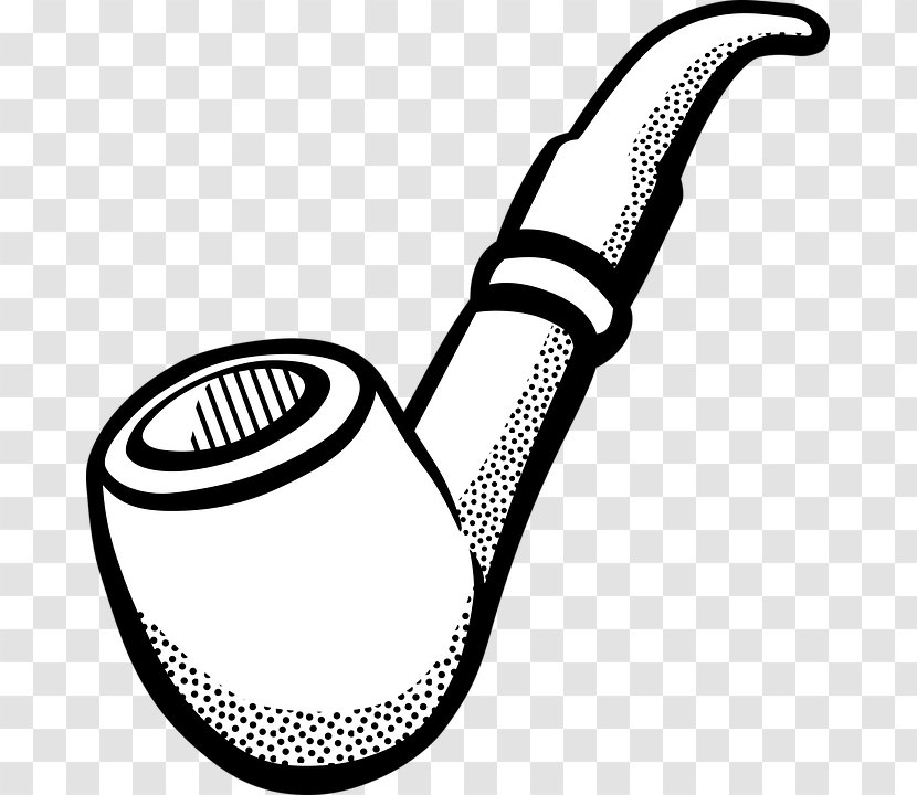 Tobacco Pipe Clip Art - Black And White - Cleaner Transparent PNG