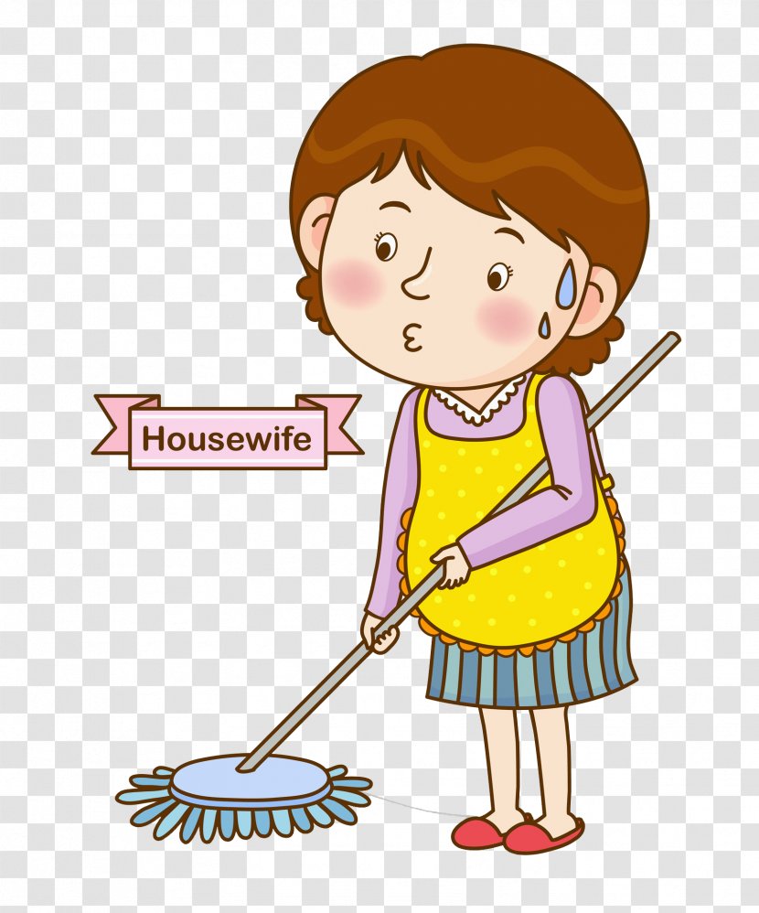 Floor Cartoon Illustration - Woman Sweeping The Transparent PNG