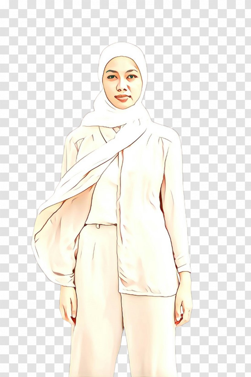 White Clothing Standing Beige Outerwear - Neck - Sleeve Transparent PNG