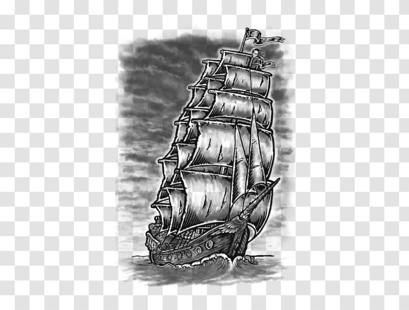 Tattoo Drawing Black-and-gray Ship Sketch - Dromon - Ghost Transparent PNG