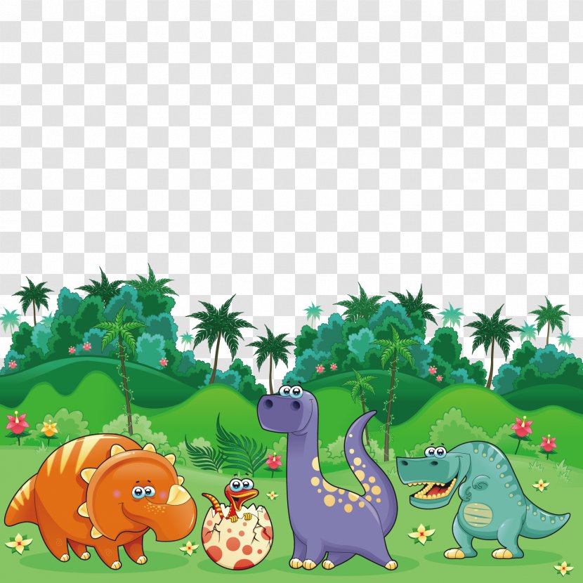 Triceratops Dinosaur Cartoon Illustration - Ecosystem - Dinosaurs Transparent PNG