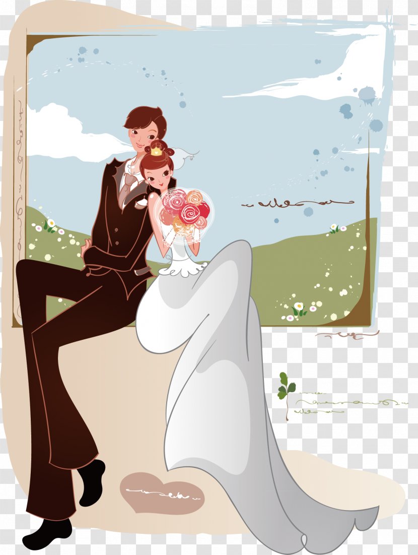 Wedding Invitation Bride Marriage - Silhouette - Cartoon Transparent PNG