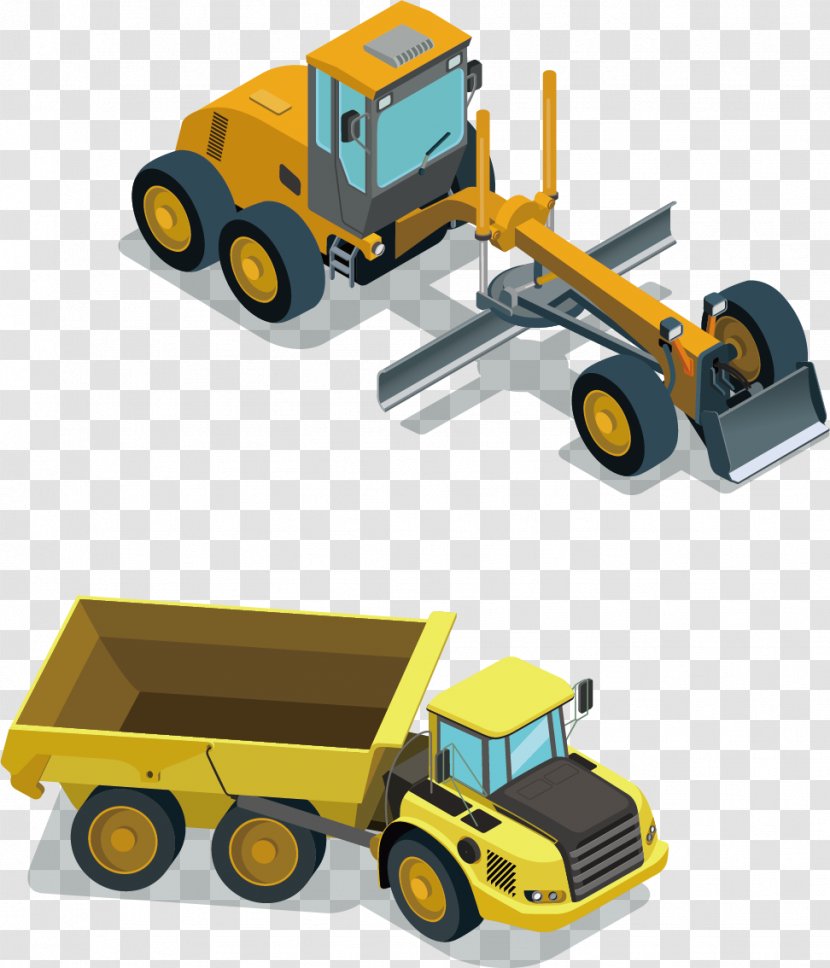 Heavy Equipment Machine Flat Design - Excavator Transparent PNG