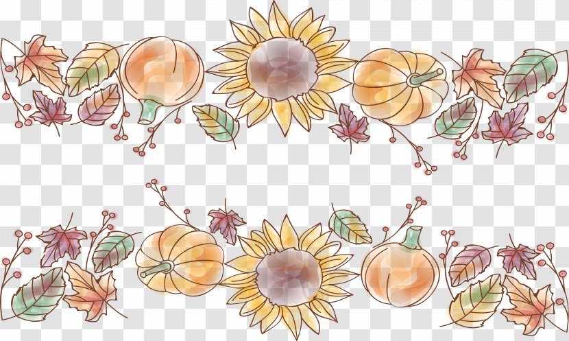 Download - Maple Leaf - Hand Painted Sunflower, Pumpkin, Title Box Transparent PNG