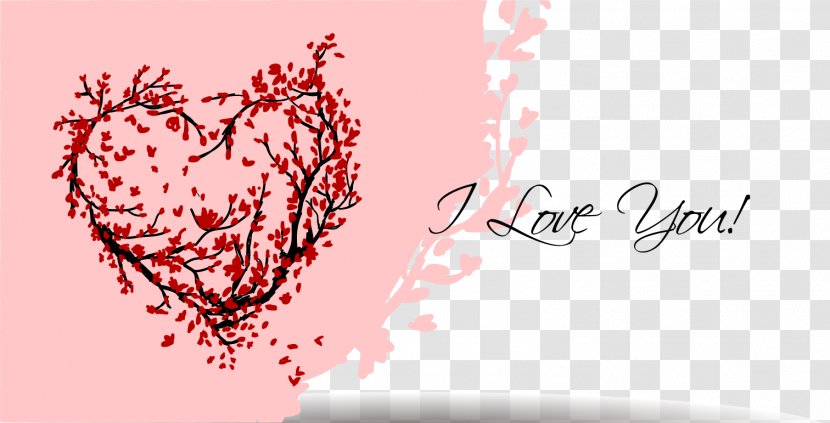 Royalty-free Illustration - Cartoon - Valentines Day Heart-shaped Plum Decorative Card Transparent PNG