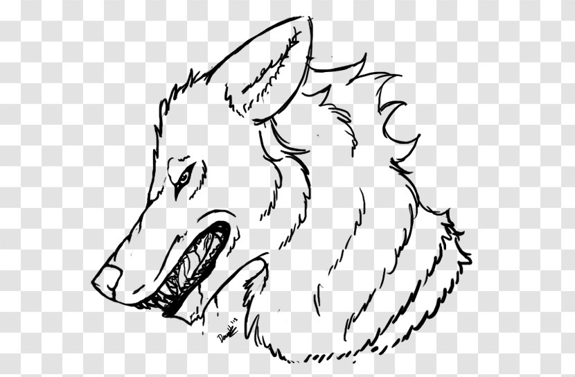 Line Art Dog Breed Drawing Clip - Frame - Angry Wolf Transparent PNG