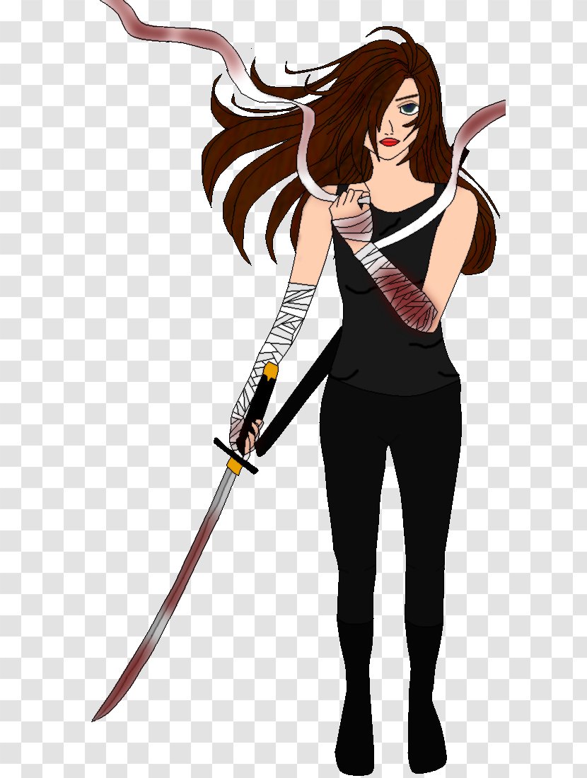 Sword Long Hair Character Clip Art - Silhouette Transparent PNG