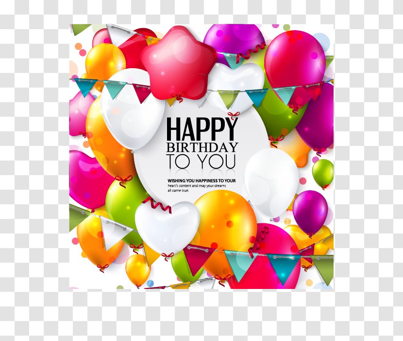 Greeting Card Balloon Birthday - Vector Colorful Balloons Transparent PNG