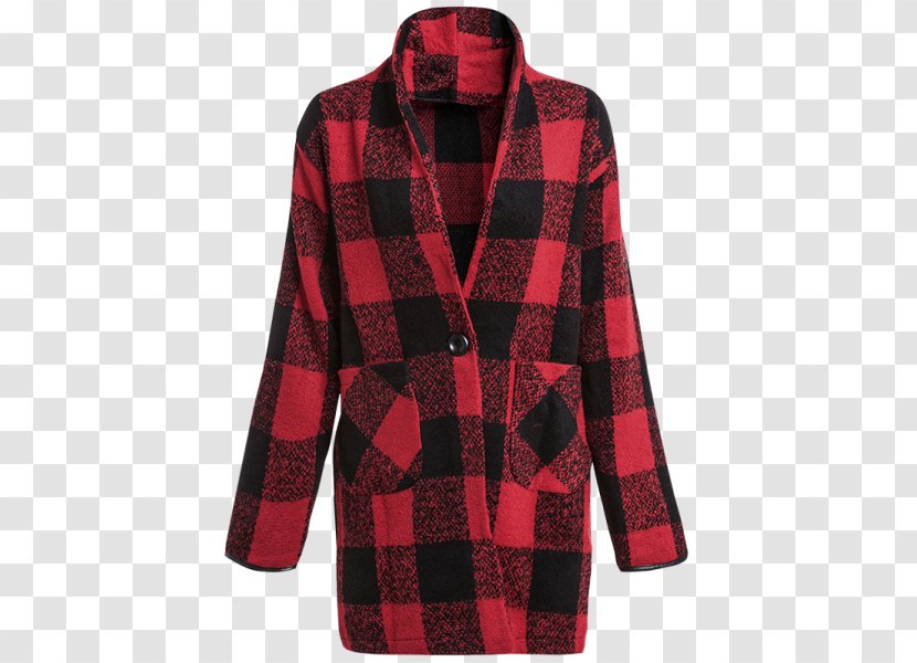 Sleeve Coat Jacket Hoodie Pocket - Button - Plaid Outfits Transparent PNG