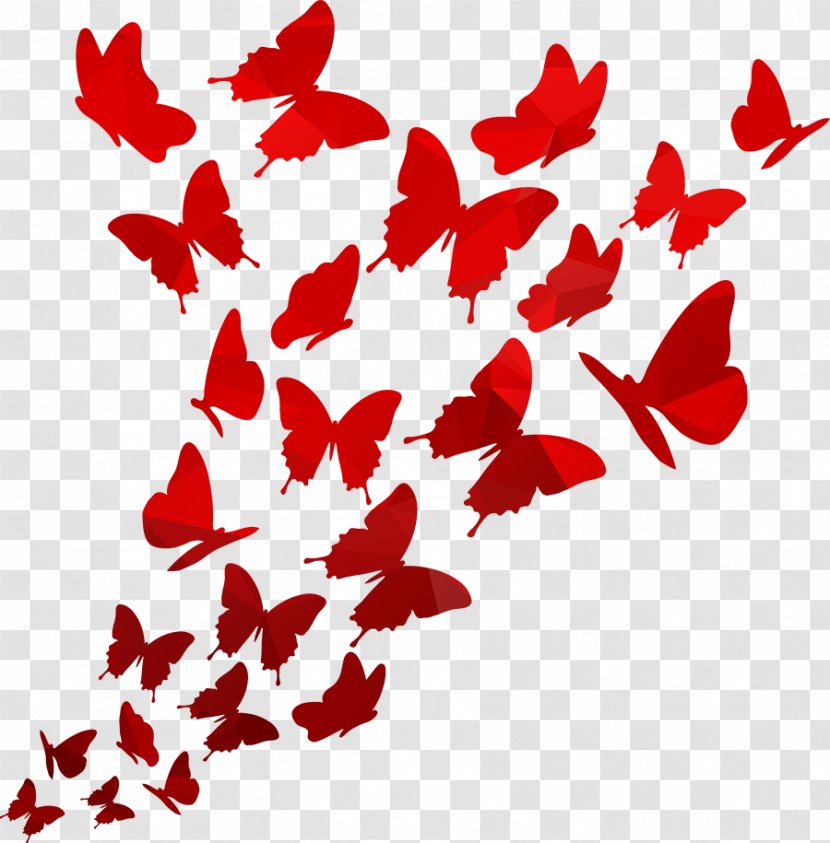 Butterfly Polygon - Red Transparent PNG