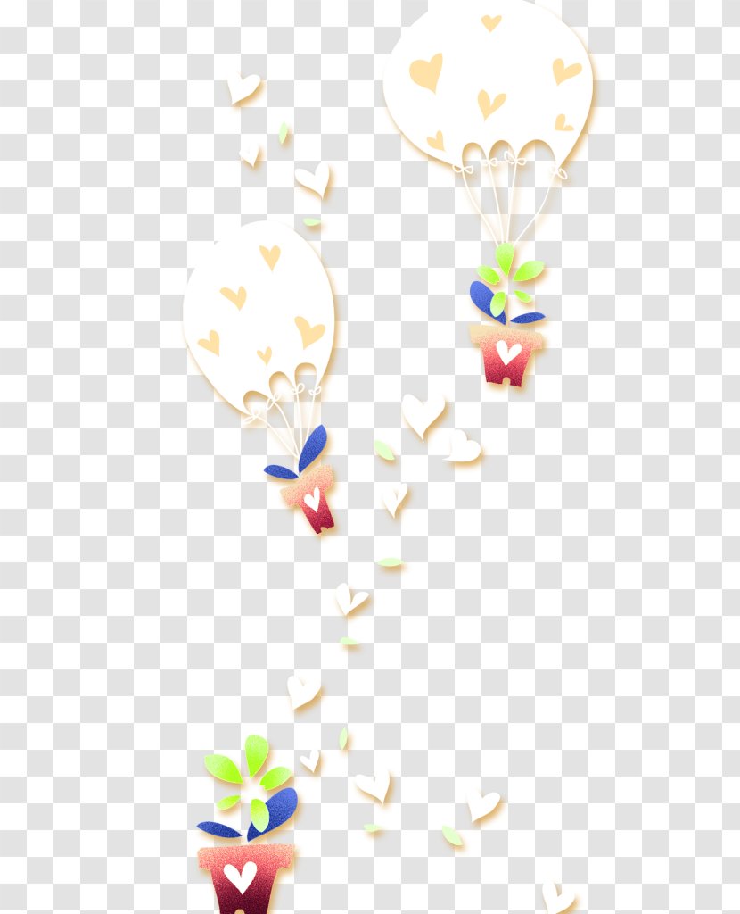 Bonsai Flowerpot Cartoon - Material - Potted Parachute Love Decorative Pattern Transparent PNG