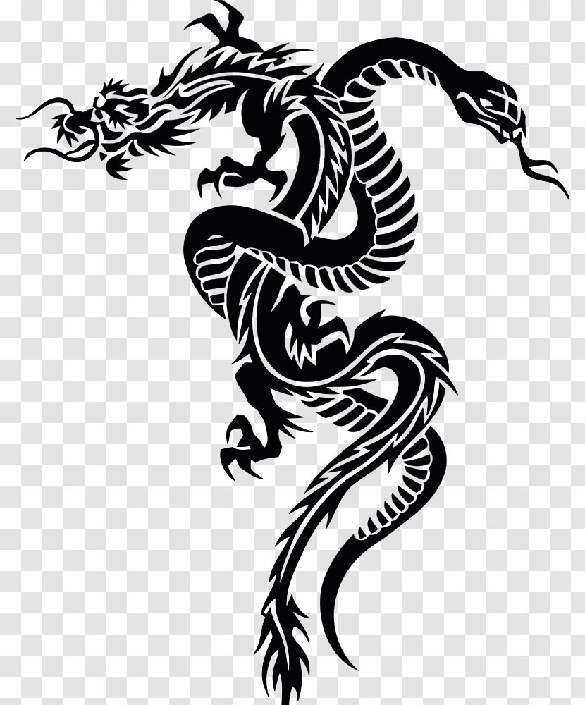 Snake Tattoo Ouroboros Chinese Dragon Clip Art - Temporary Transparent PNG