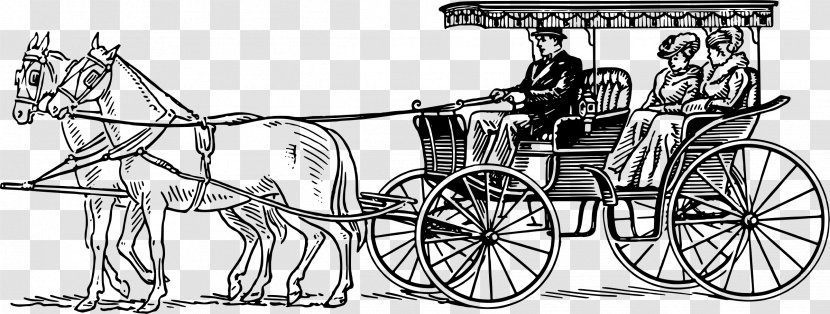Horse And Buggy Carriage Surrey Horse-drawn Vehicle - Monochrome Transparent PNG