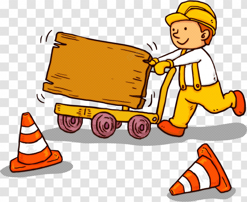 Cartoon Construction Worker Vehicle Cone Hard Hat Transparent PNG