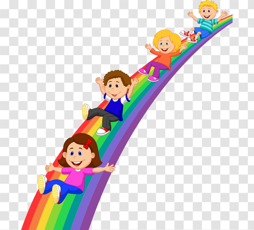 Rainbow Child Cartoon Illustration - Children On The Vector Transparent PNG