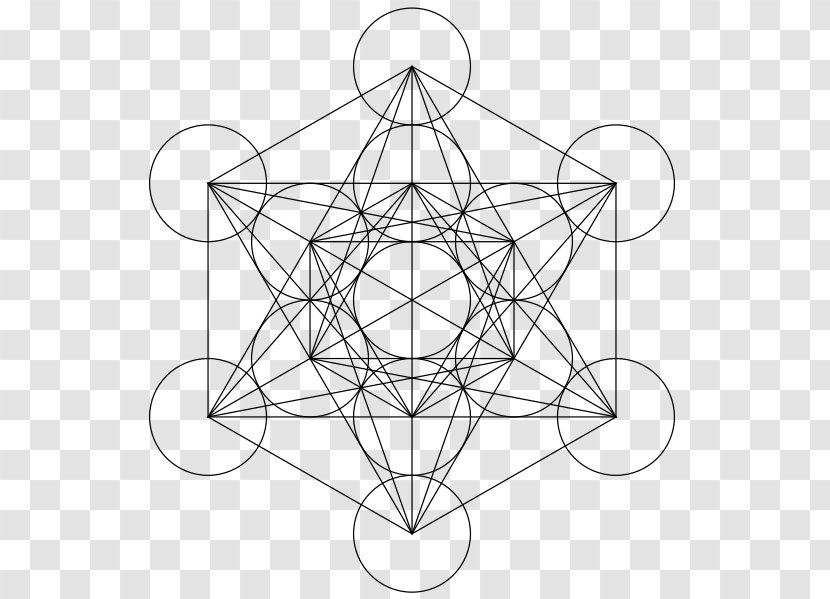 Metatron's Cube Overlapping Circles Grid Sacred Geometry - Line Art - HexÃ¡gono Vector Transparent PNG