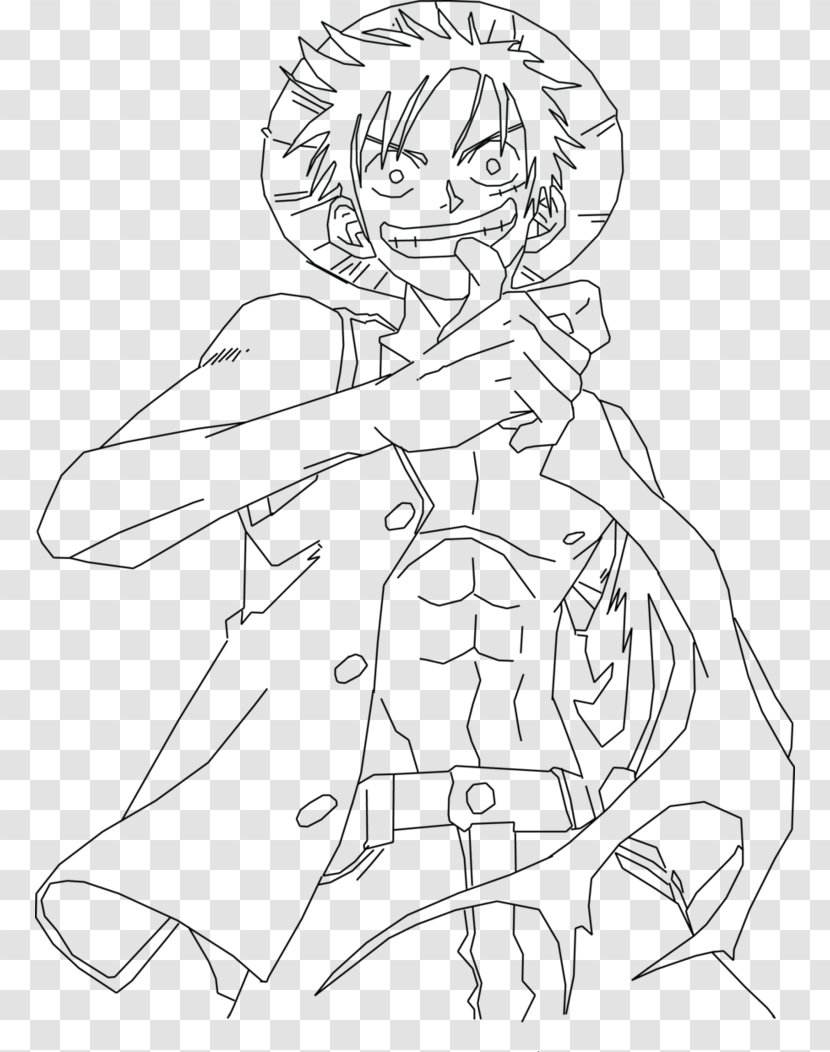 Monkey D. Luffy Line Art Drawing Character - Silhouette Transparent PNG