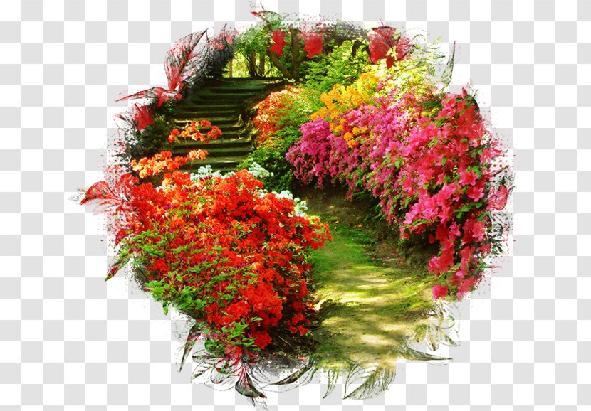 Cottage Garden Flower Design - Rose - Landscape Paintings Transparent PNG