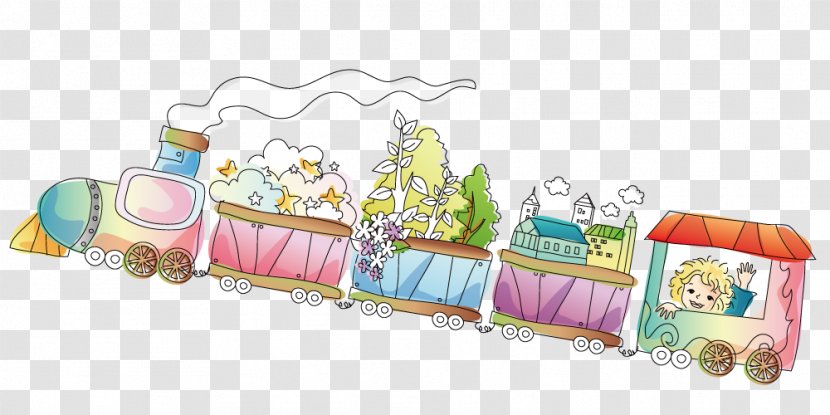 Train Child Cartoon Illustration - Painting - Color Transparent PNG