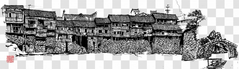 Drawing Download - Croquis - Ancient Town Sketch Transparent PNG