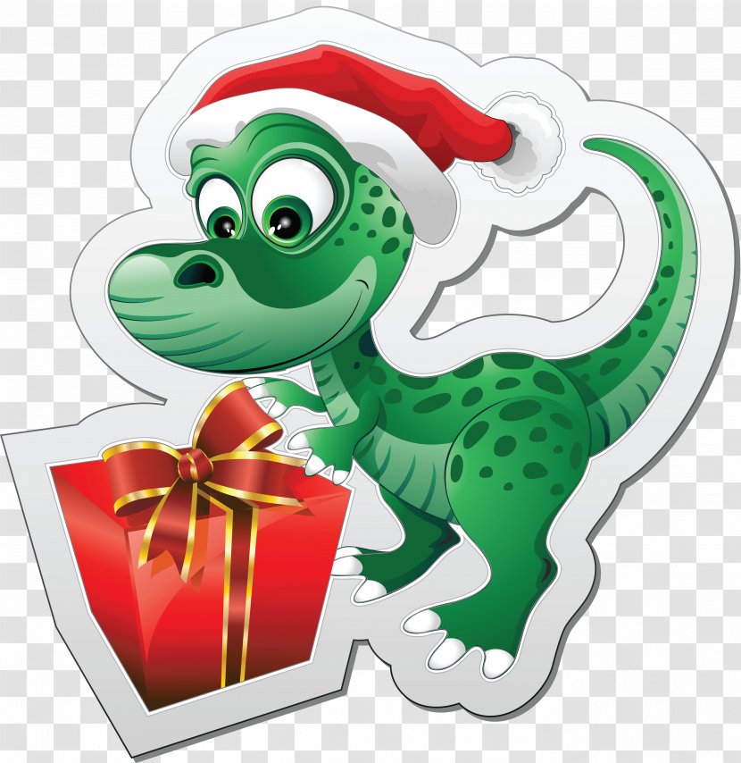 Tyrannosaurus Dinosaur Egg Santa Claus Wall Decal - Sticker - Salamander Transparent PNG