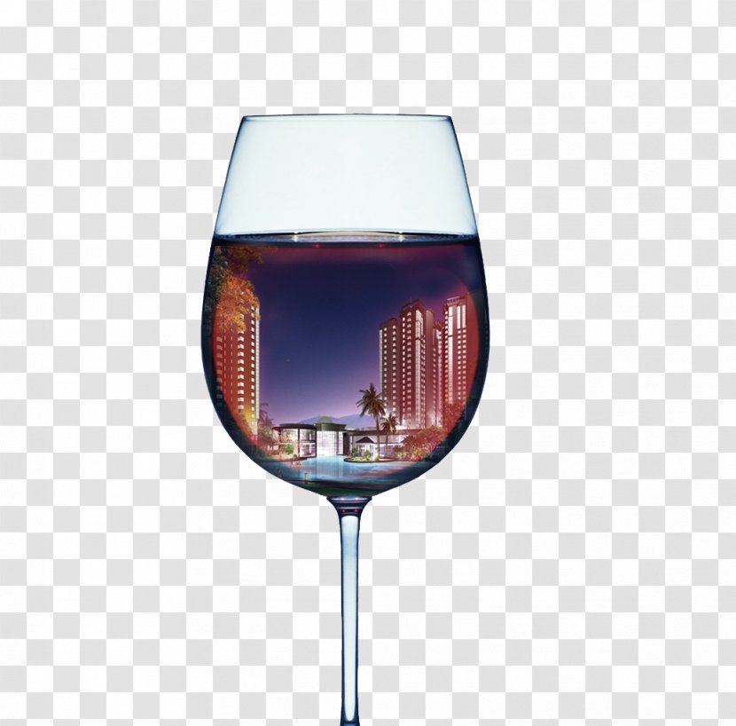 Red Wine Glass Cup Real Property - Tableware - Creative Estate Transparent PNG
