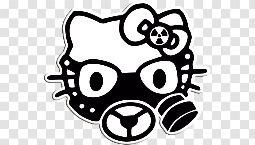 Hello Kitty Decal Sticker Gas Mask - Monochrome Photography Transparent PNG