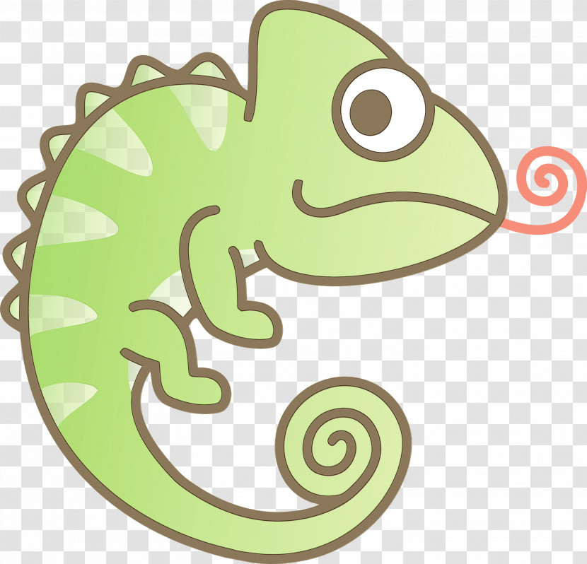 Green Lizard Chameleon Cartoon Reptile Transparent PNG
