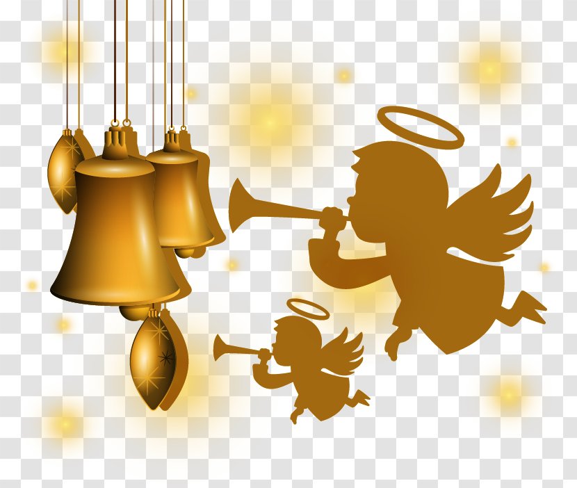 New Year's Day Eve Chinese Year Clip Art - Angel - Golden Christmas Bell Transparent PNG