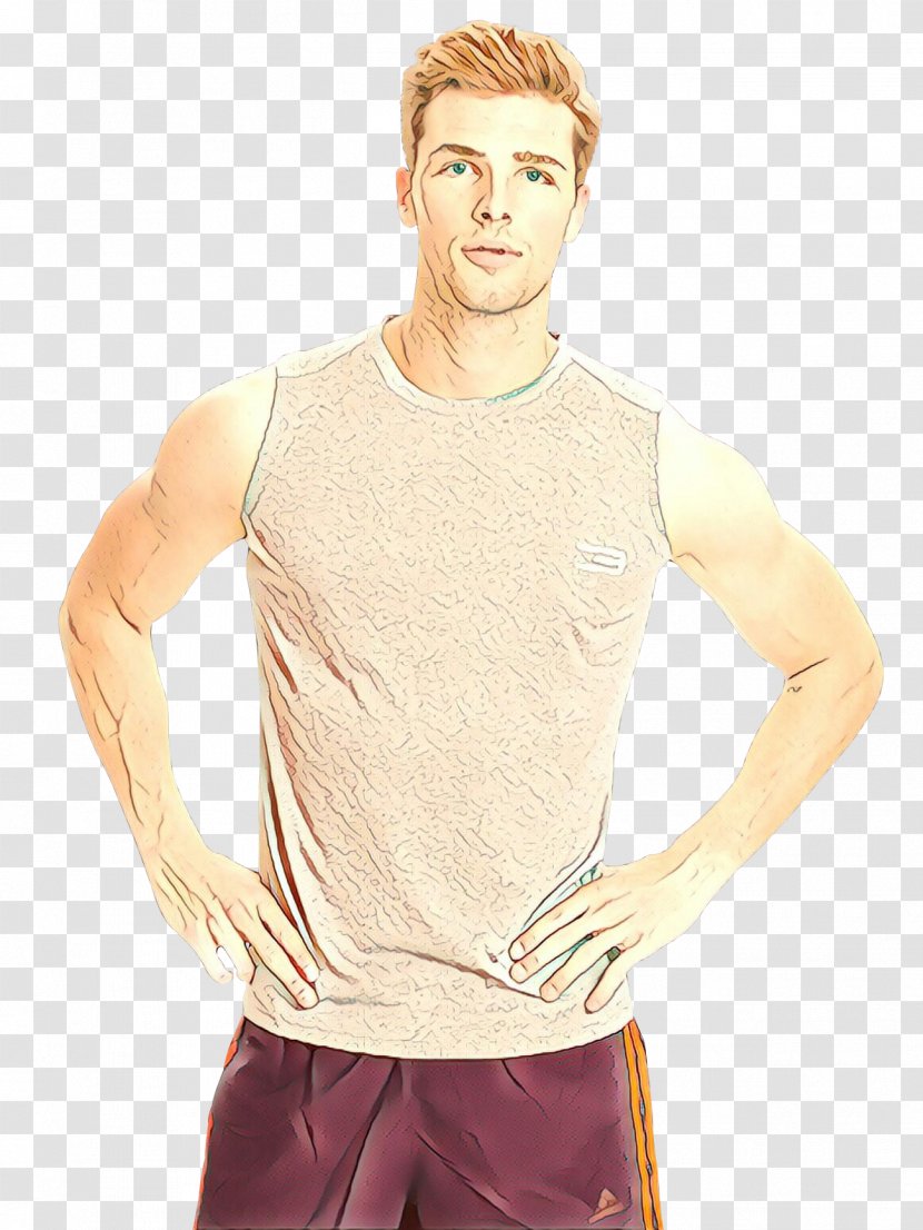 Clothing White T-shirt Shoulder Neck - Cartoon - Male Arm Transparent PNG