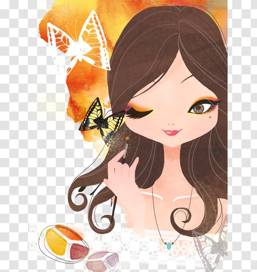 Make-up Cartoon Comics Bijin Illustration - Heart - Makeup Beauty Background Transparent PNG