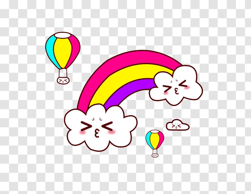 Cartoon Clip Art - Area - Rainbow Hot Air Balloon Transparent PNG
