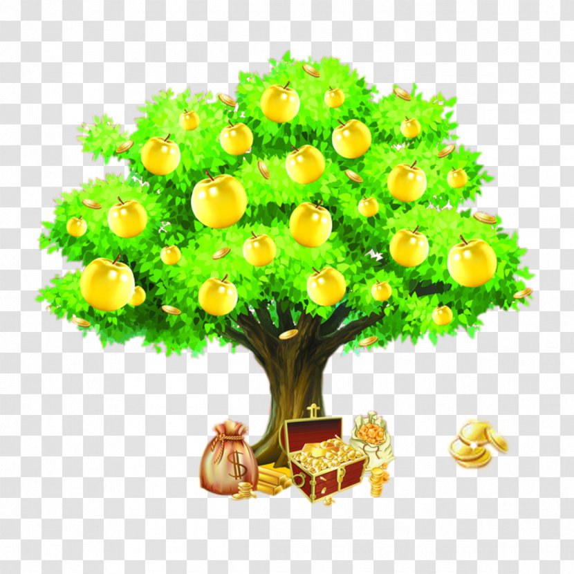 Gold Apple Guiana Chestnut Slogan - Yellow - Golden Pachira Good Fortune Element Transparent PNG