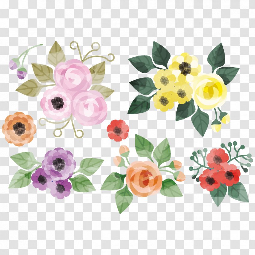 Floral Design Flower Watercolor Painting Creative - Rose Family - Lovely Flowers Vector Transparent PNG