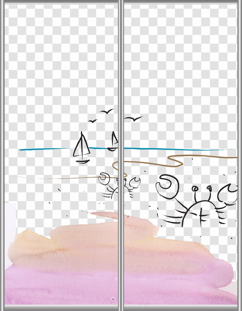 Beach Drawing Euclidean Vector - Purple - Hand-painted Transparent PNG