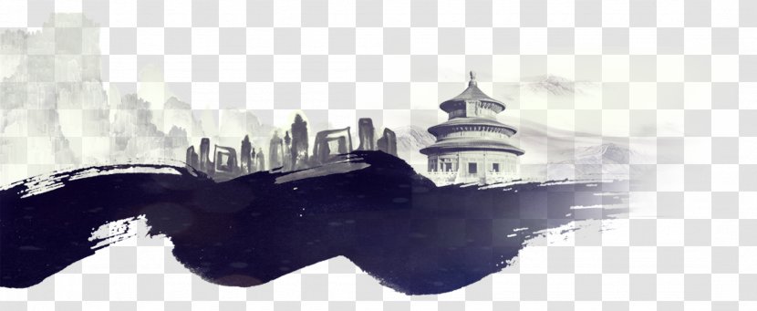 Tiananmen National Day Of The Peoples Republic China Poster Ink Wash Painting - Forbidden City Transparent PNG